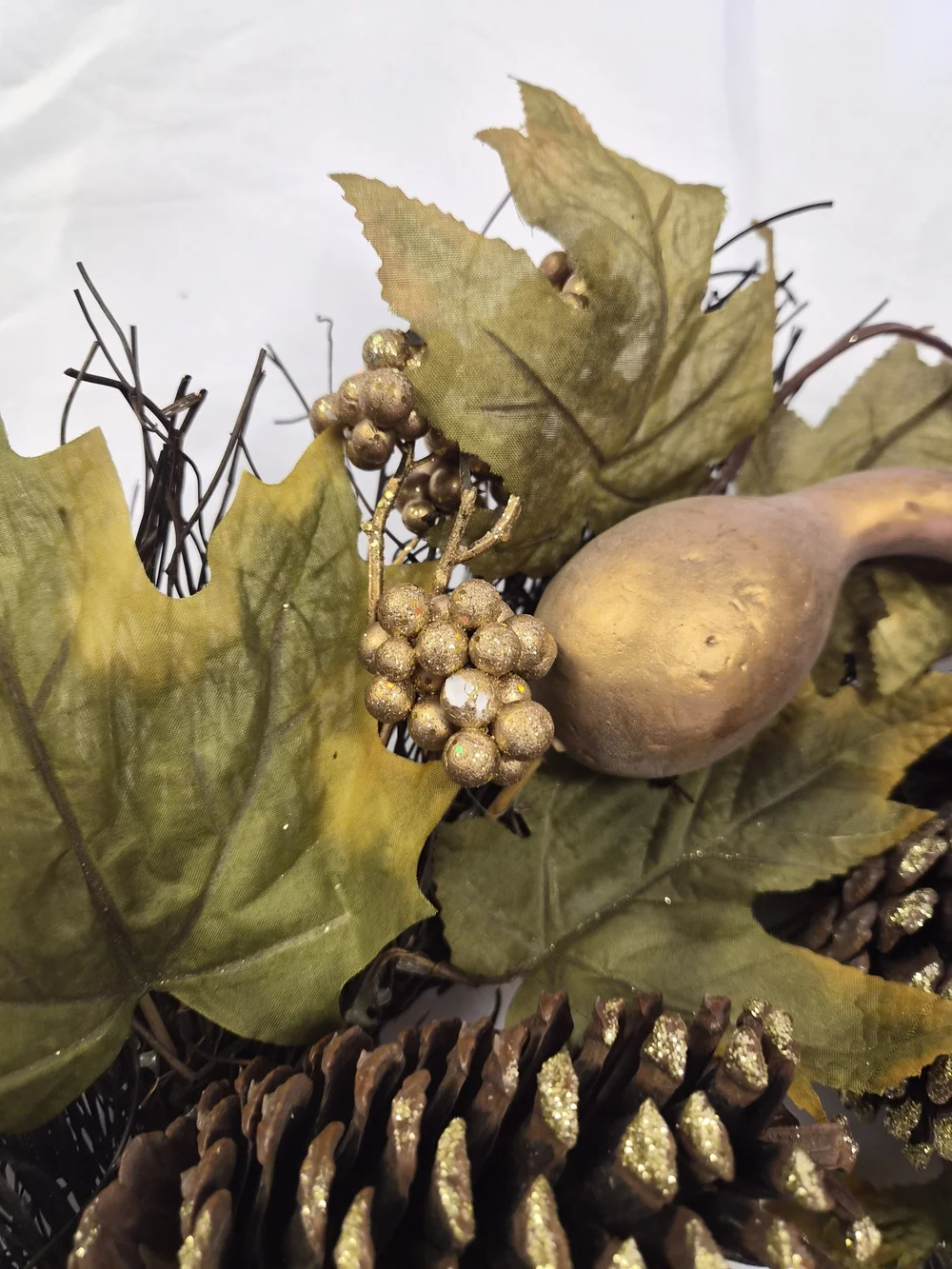 Autumn Harvest Wreath - Green and Brown Fall Door Decor